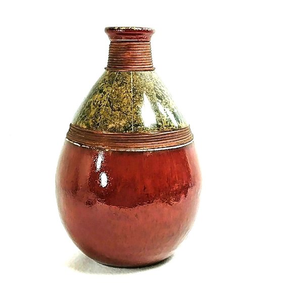 Vase Drip Glaze Pottery Cloisonne' Granite Panels Wicker Ringed Felt Pad Feet - Picture 1 of 8